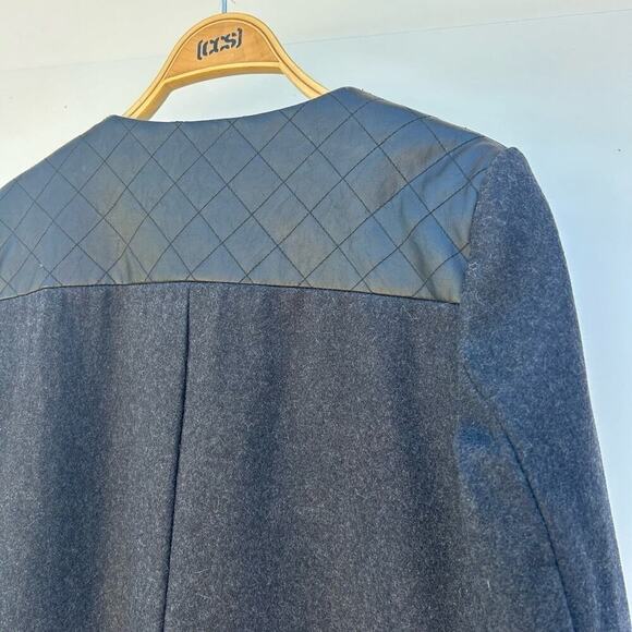 Mango Women’s Quilted Faux Leather Wool Button Up Coat Jacket Black Small - Picture 8 of 12